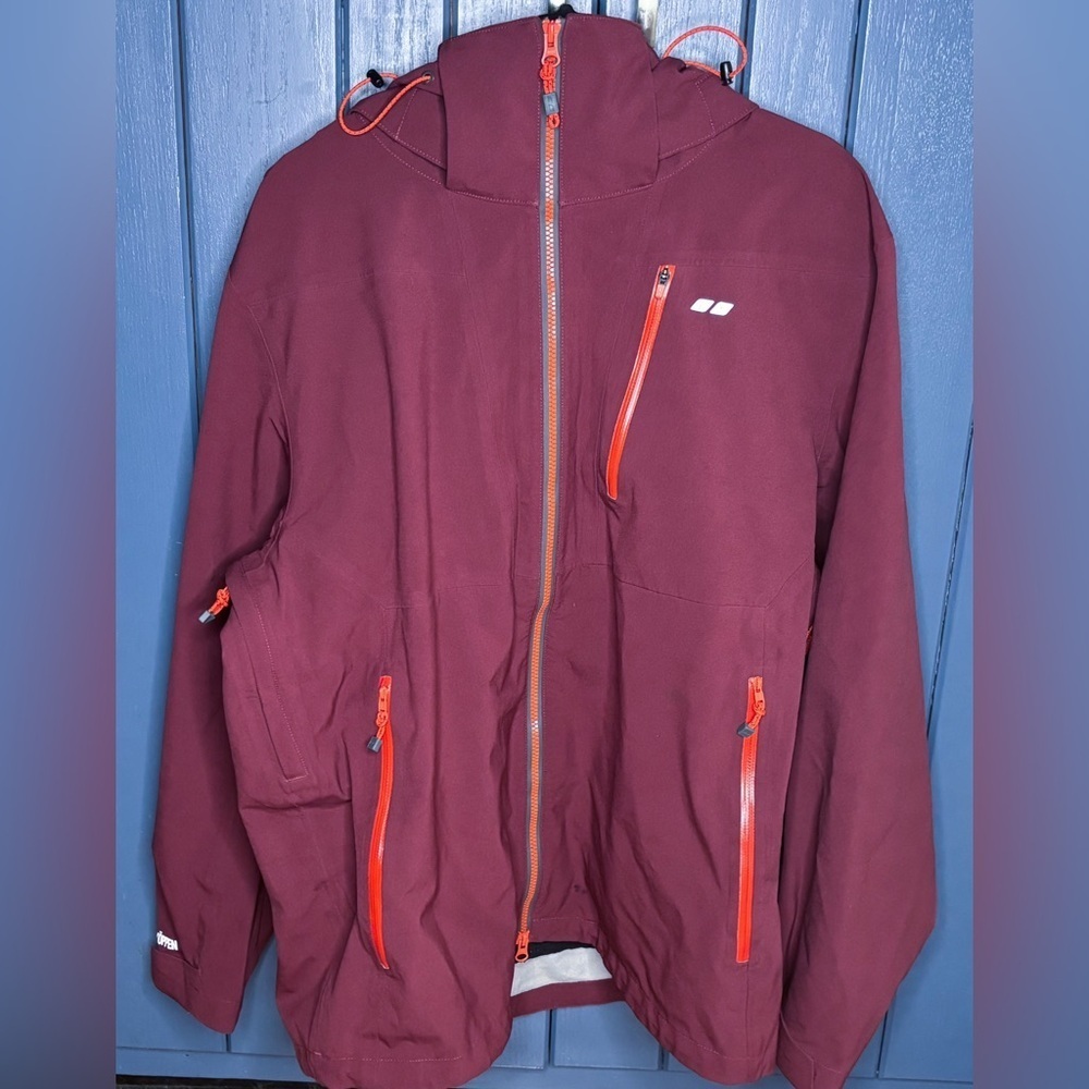 Koppen Maroon Red Rain Jacket Windbreaker Coat Size Large Tech Pocket Gorpcore